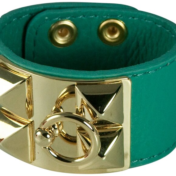 CHOOSE: ORANGE, RED, OR TURQUOISE LEATHER BRACELET WITH GOLD RING ACCENT - Picture 4 of 8
